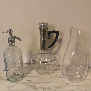 Set of Three Clear Glass Bottles